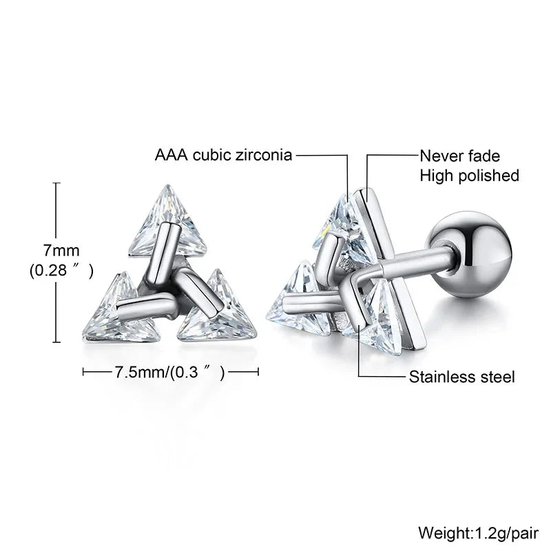 Triangle Crystal Zircon Stud Earrings