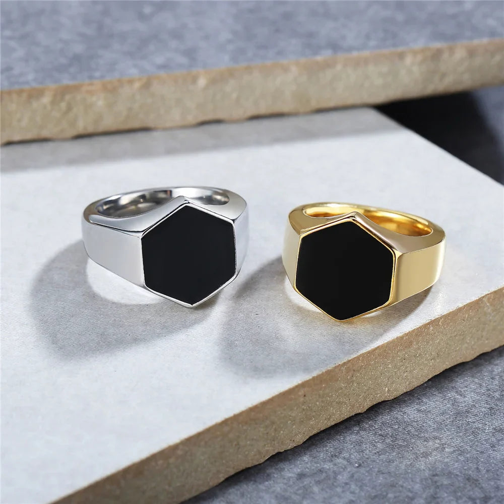 Punk Hip Hop Hexagon Vinyl Ring