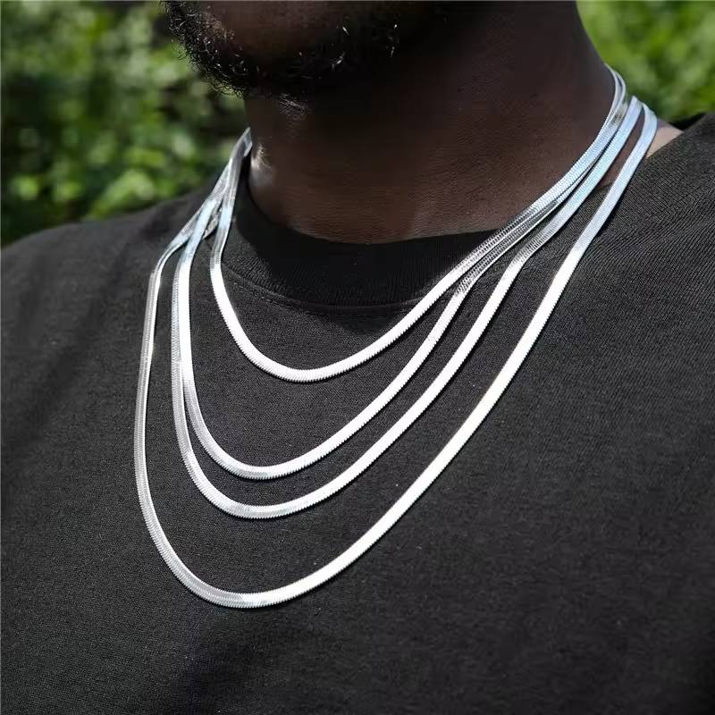 Square Snake Bone Chain Necklace