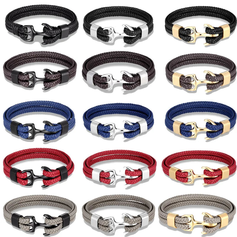 Bracelet à boucle sport en cuir multicouche 