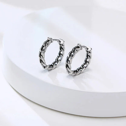 Cuban Link Hoop Earrings for Men