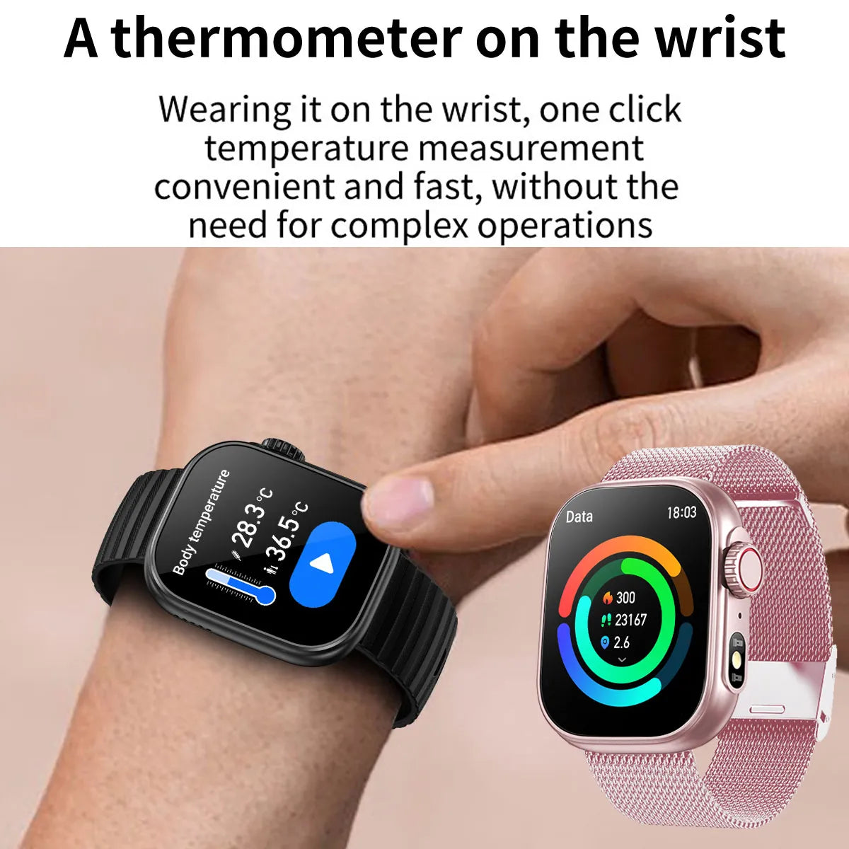 Metallic Full Touch Thermometer Smartwatch