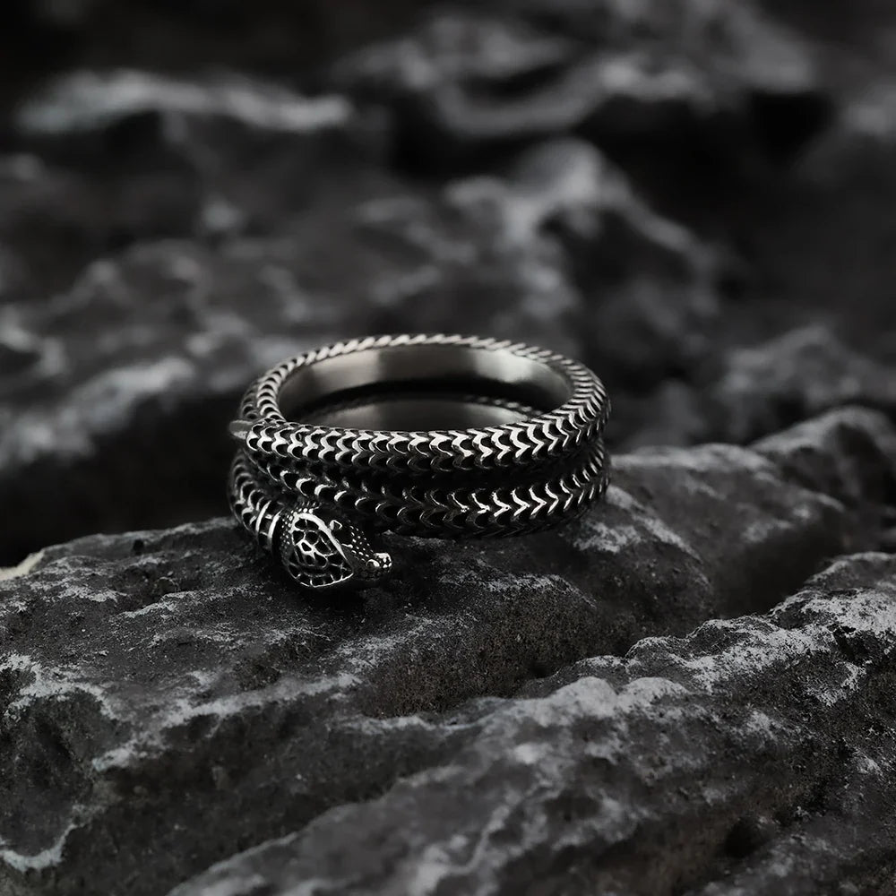 Titanium Steel Snake King Ring