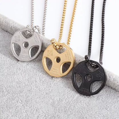 Disc Dumbbell Pendant Barbell Necklace