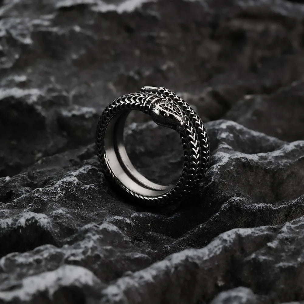 Titanium Steel Snake King Ring