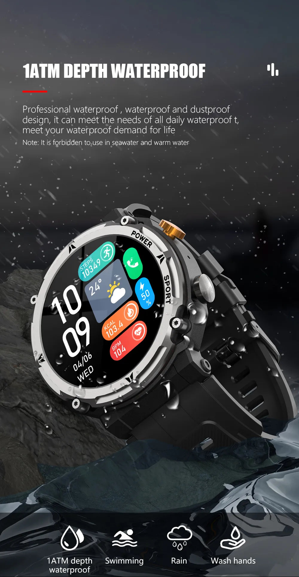 Outdoor Tri-Proof Smart Watch