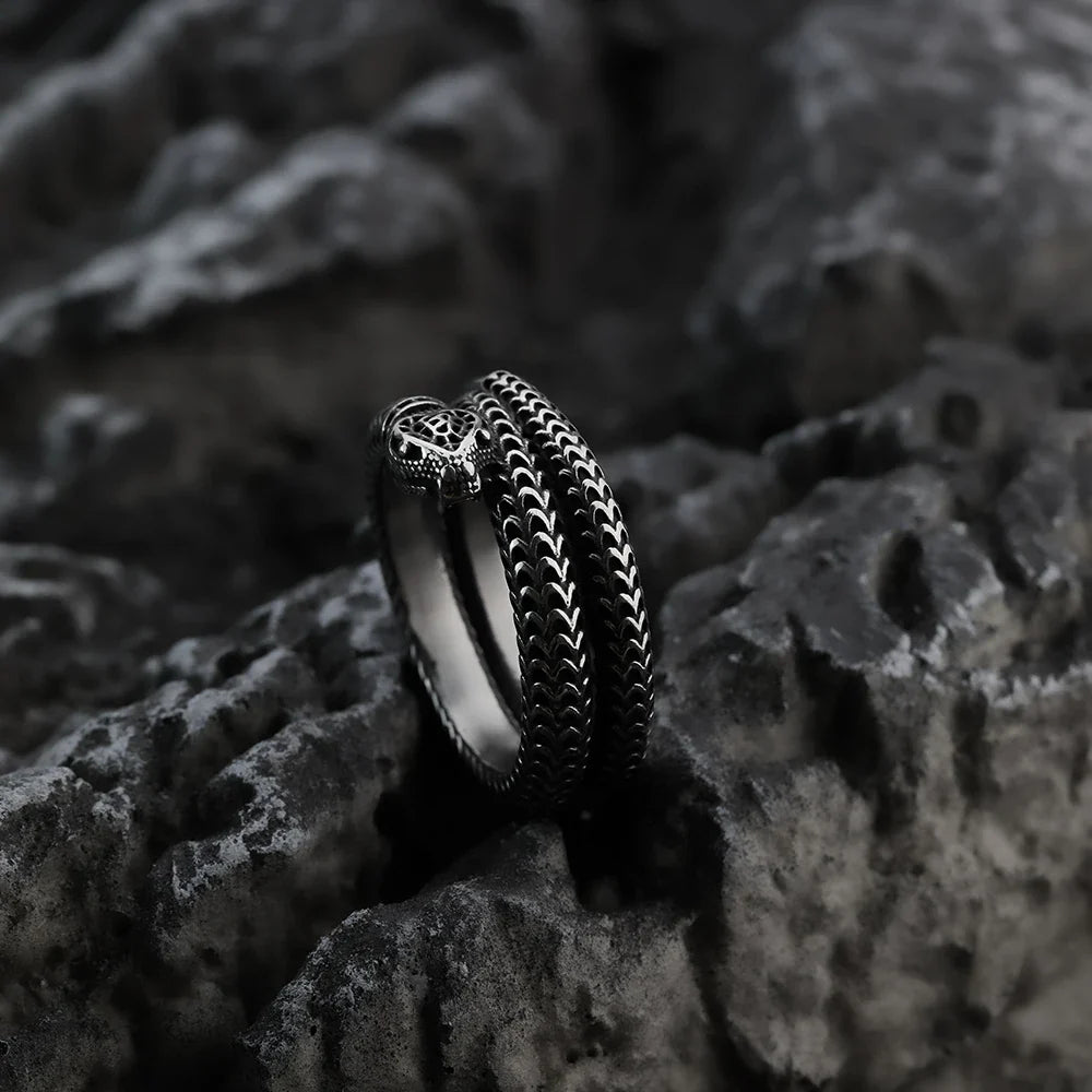 Titanium Steel Snake King Ring