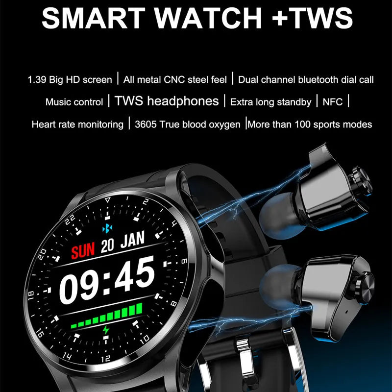 Wireless Headset and Heart Rate Tracker Smartwatch