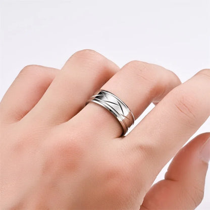 Groove Beveled Stainless Steel Ring