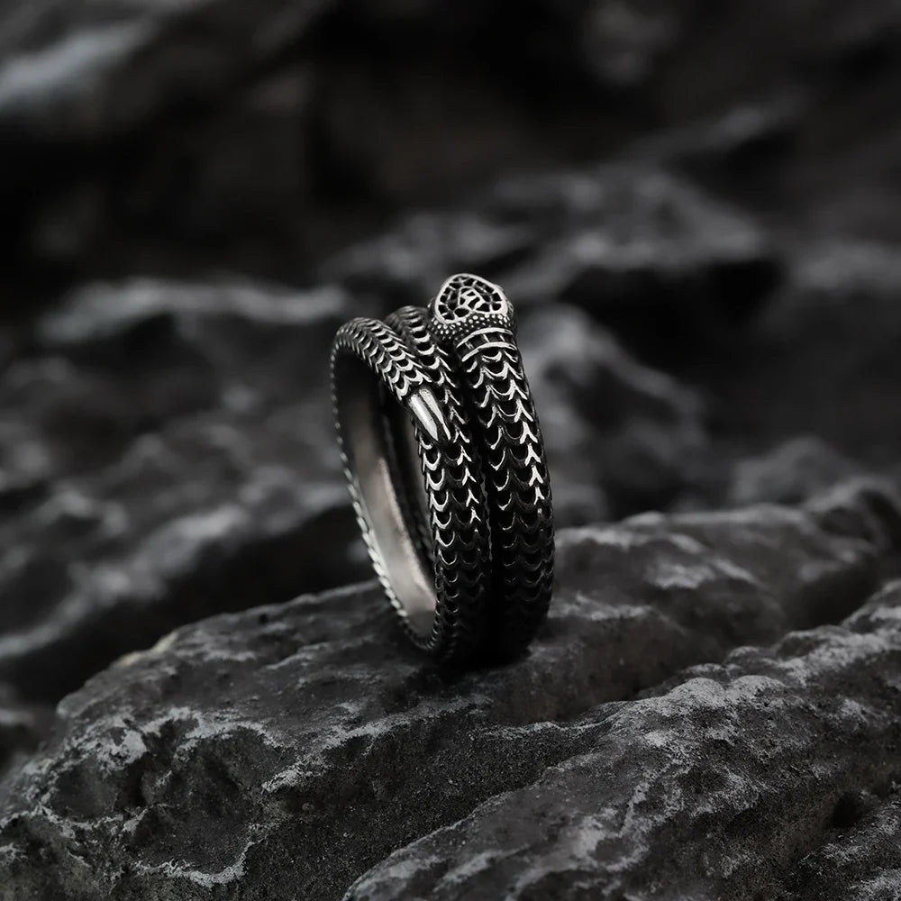 Titanium Steel Snake King Ring