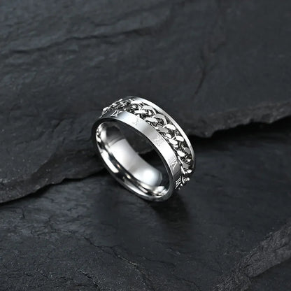 Numerals Rotating Chain Black Ring