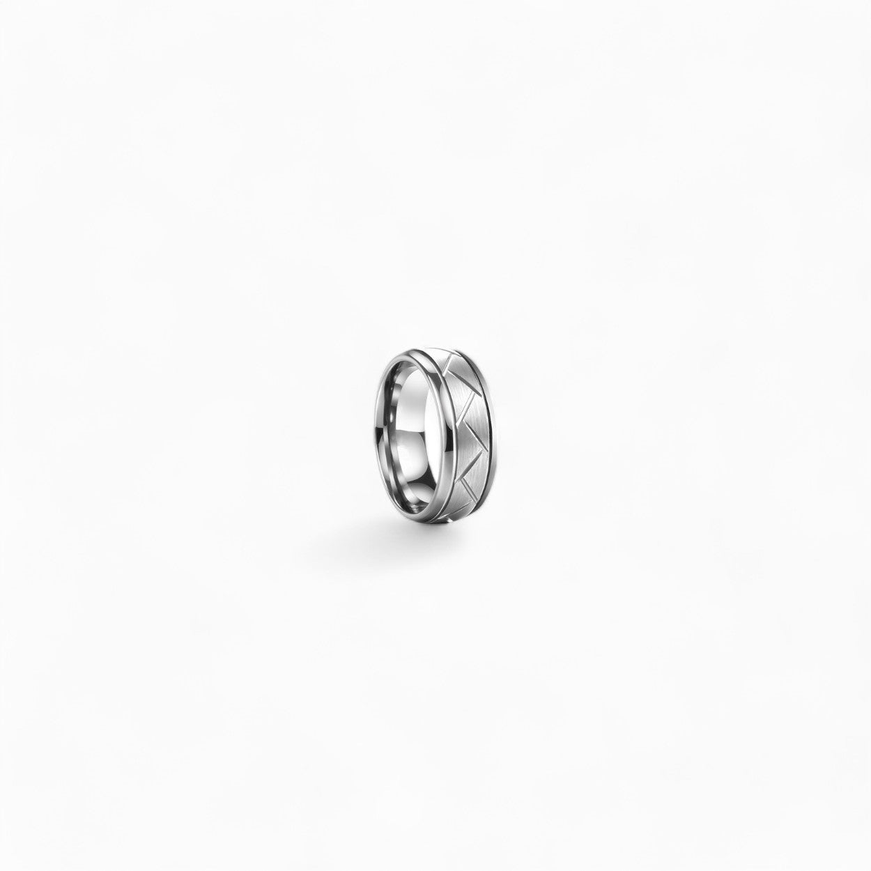 Groove Beveled Stainless Steel Ring