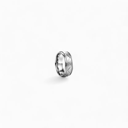 Groove Beveled Stainless Steel Ring