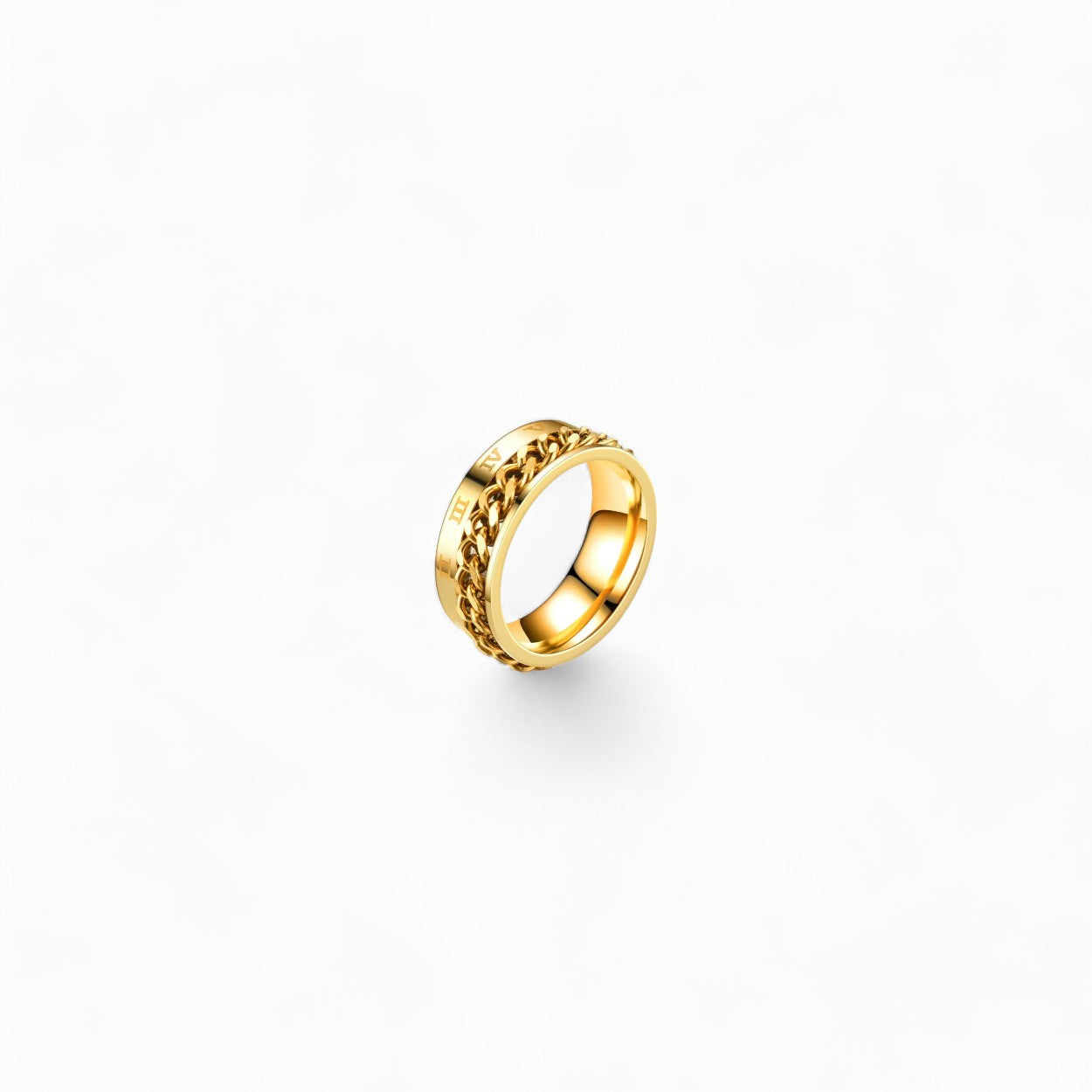 Numerals Rotating Chain Black Ring