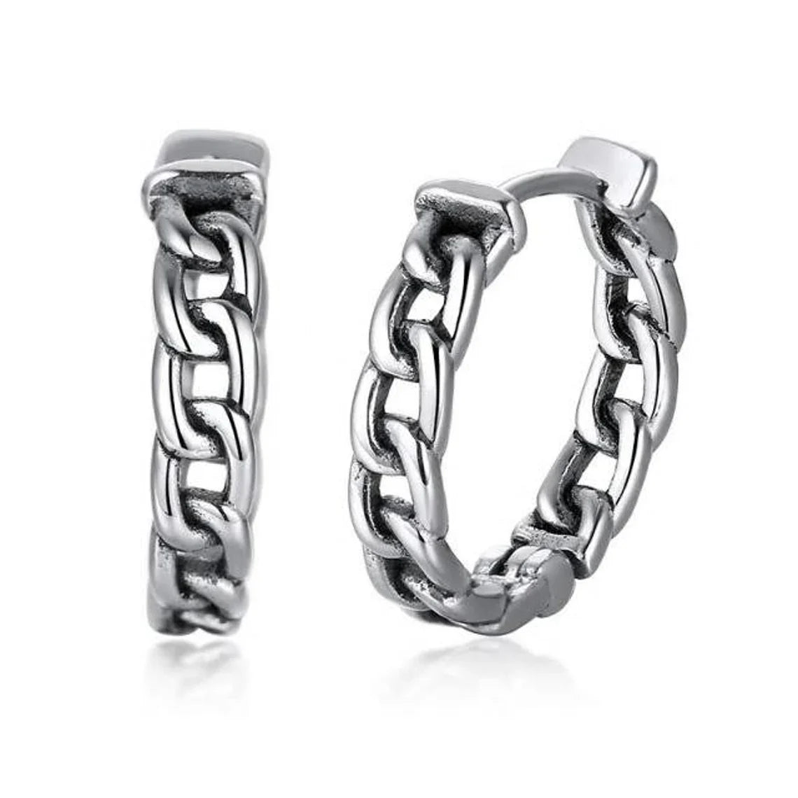 Cuban Link Hoop Earrings for Men