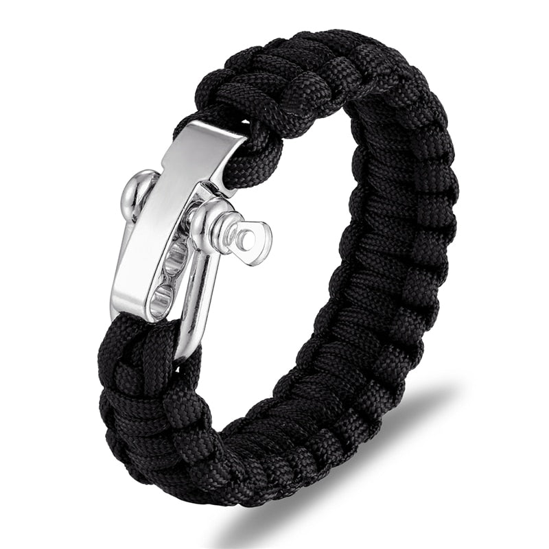 Bracelet tressé réglable avec boucle en acier inoxydable